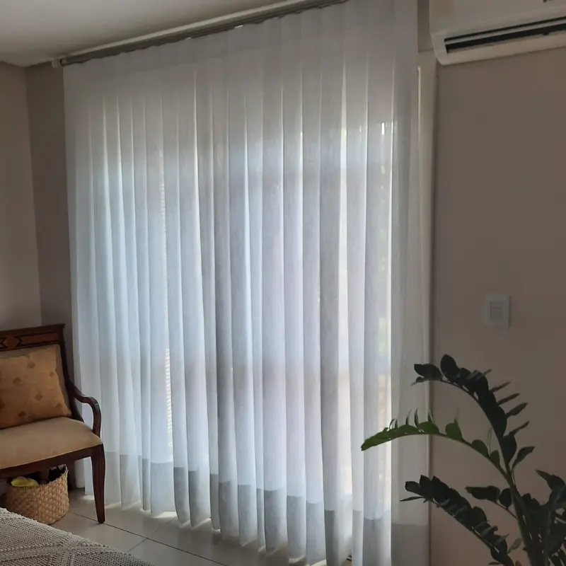 Cortina prega macho linho sala — ateliê Regina Cortinas Cachoeirinha RS